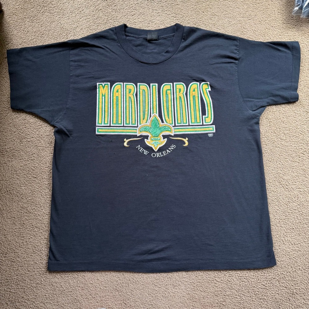 Vintage Screen Stars New Orleans Mardi Gras Single Stitch T-Shirt Mens XXL Black